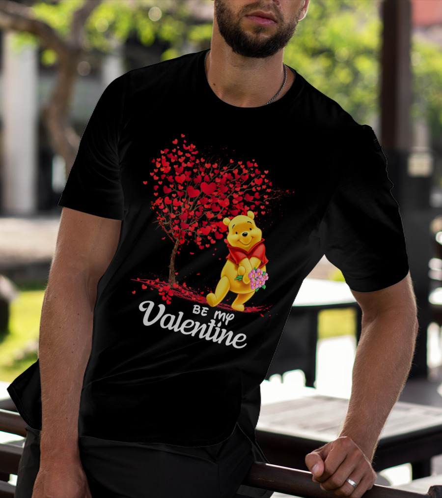 Be My Valentine Pooh Hearts And Flowers T-Shirt