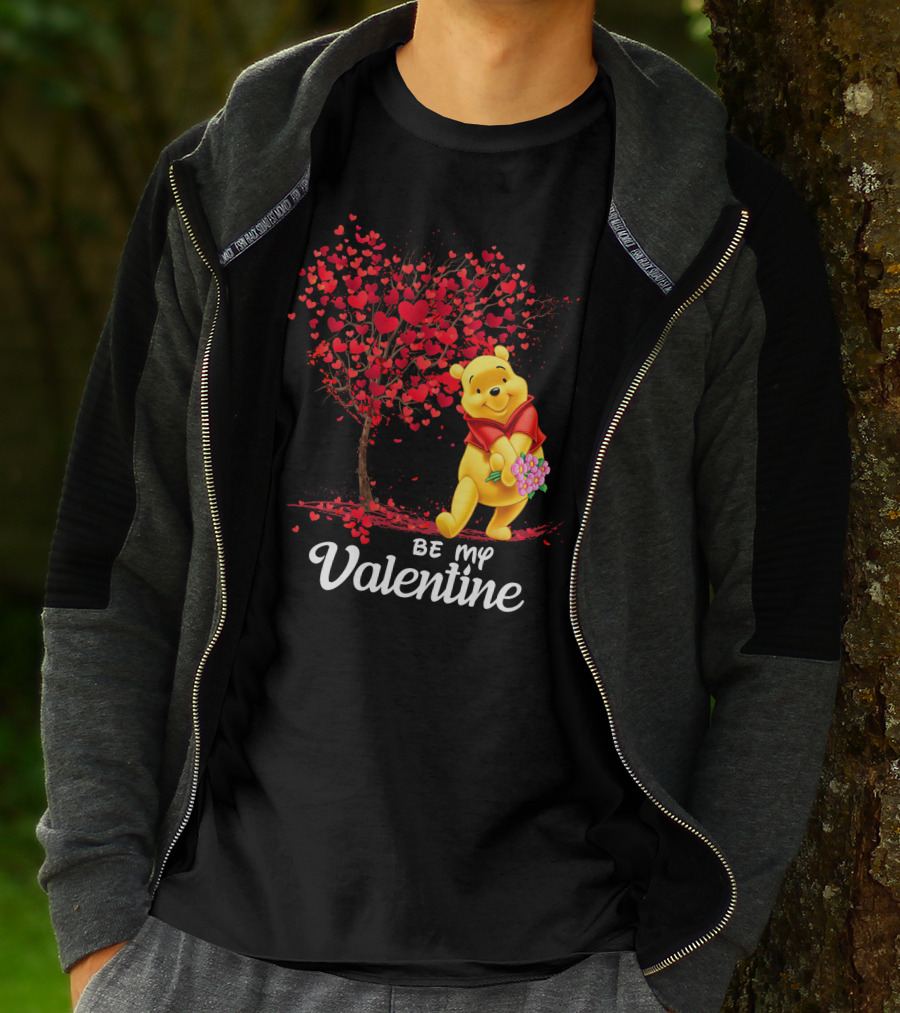 Be My Valentine Pooh Hearts And Flowers T-Shirt
