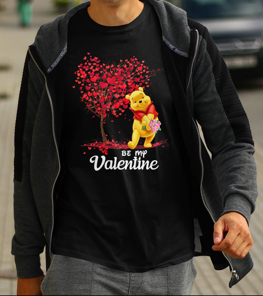 Be My Valentine Pooh Hearts And Flowers T-Shirt