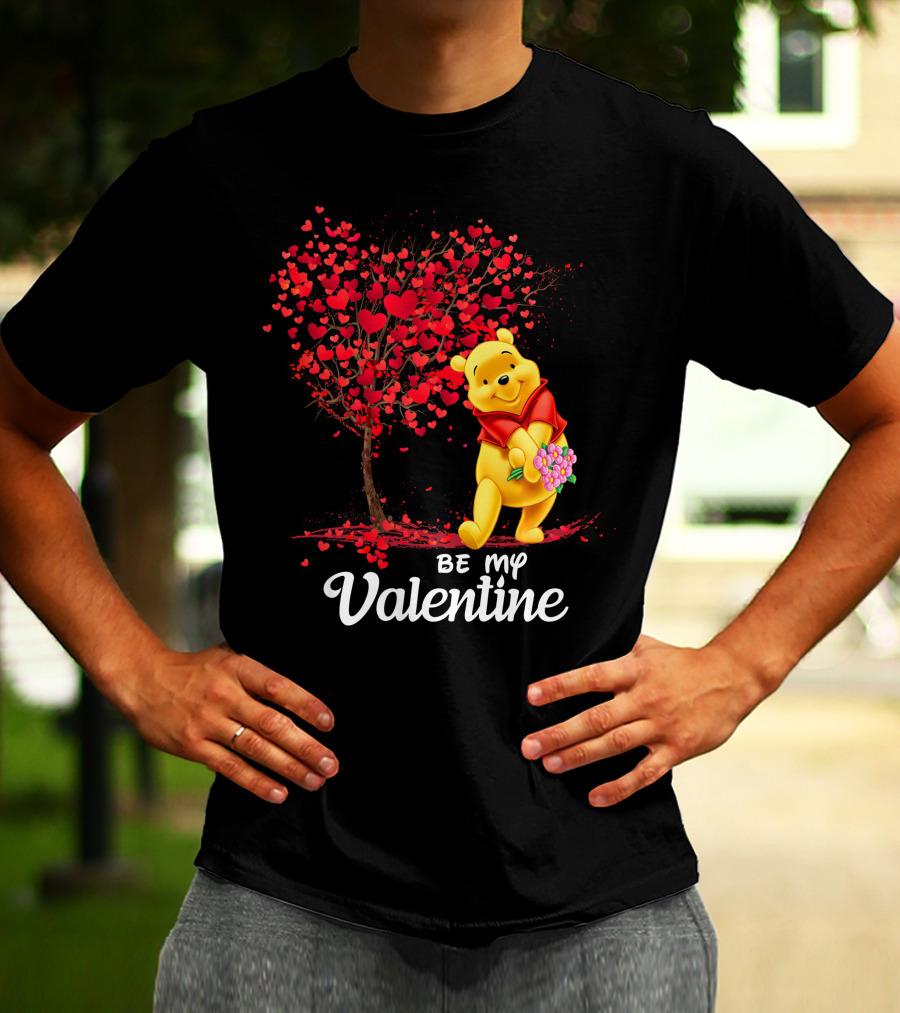 Be My Valentine Pooh Hearts And Flowers T-Shirt