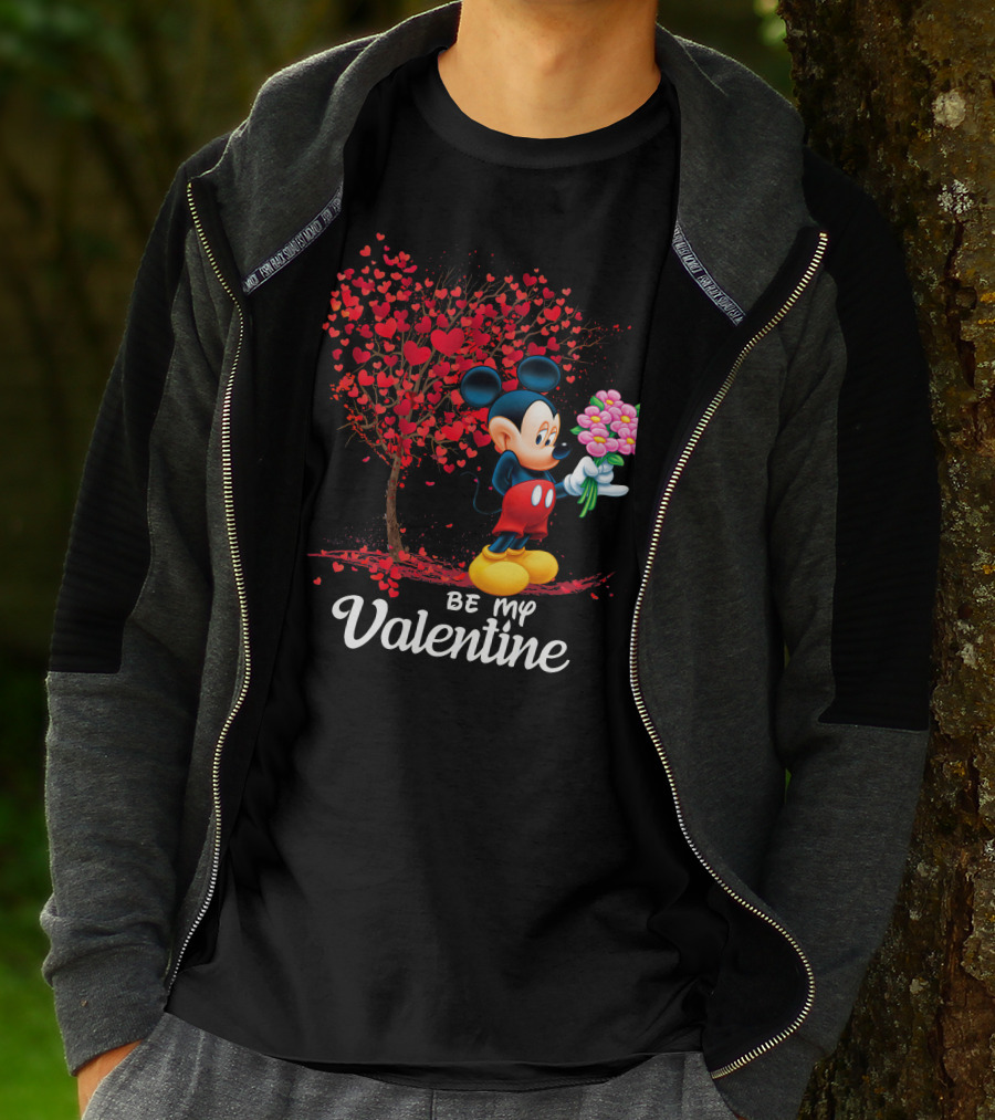 Mickey Be My Valentine Bouquet With Heart Tree T-Shirt