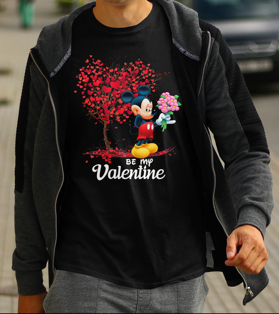 Mickey Be My Valentine Bouquet With Heart Tree T-Shirt