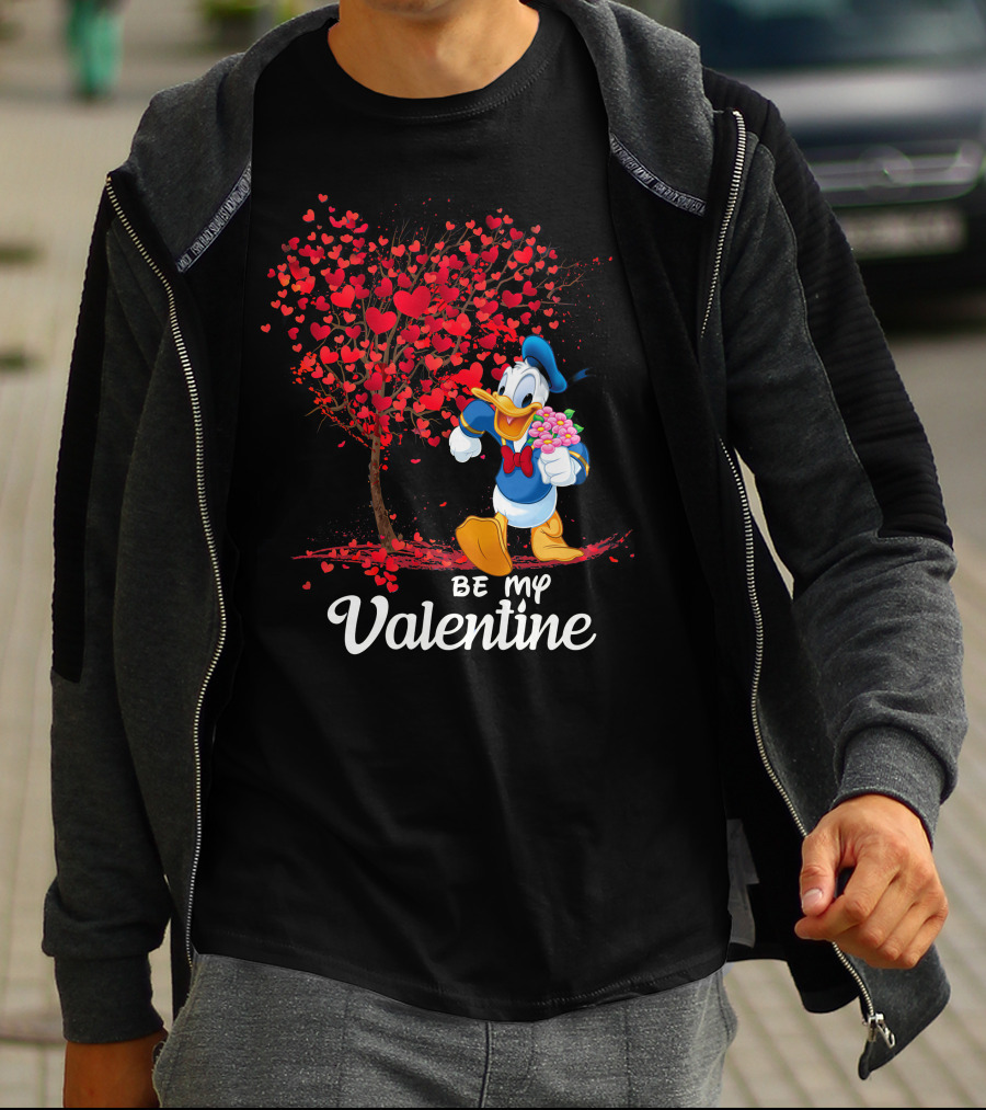 Donald Duck Be My Valentine Hearts Tree T-Shirt