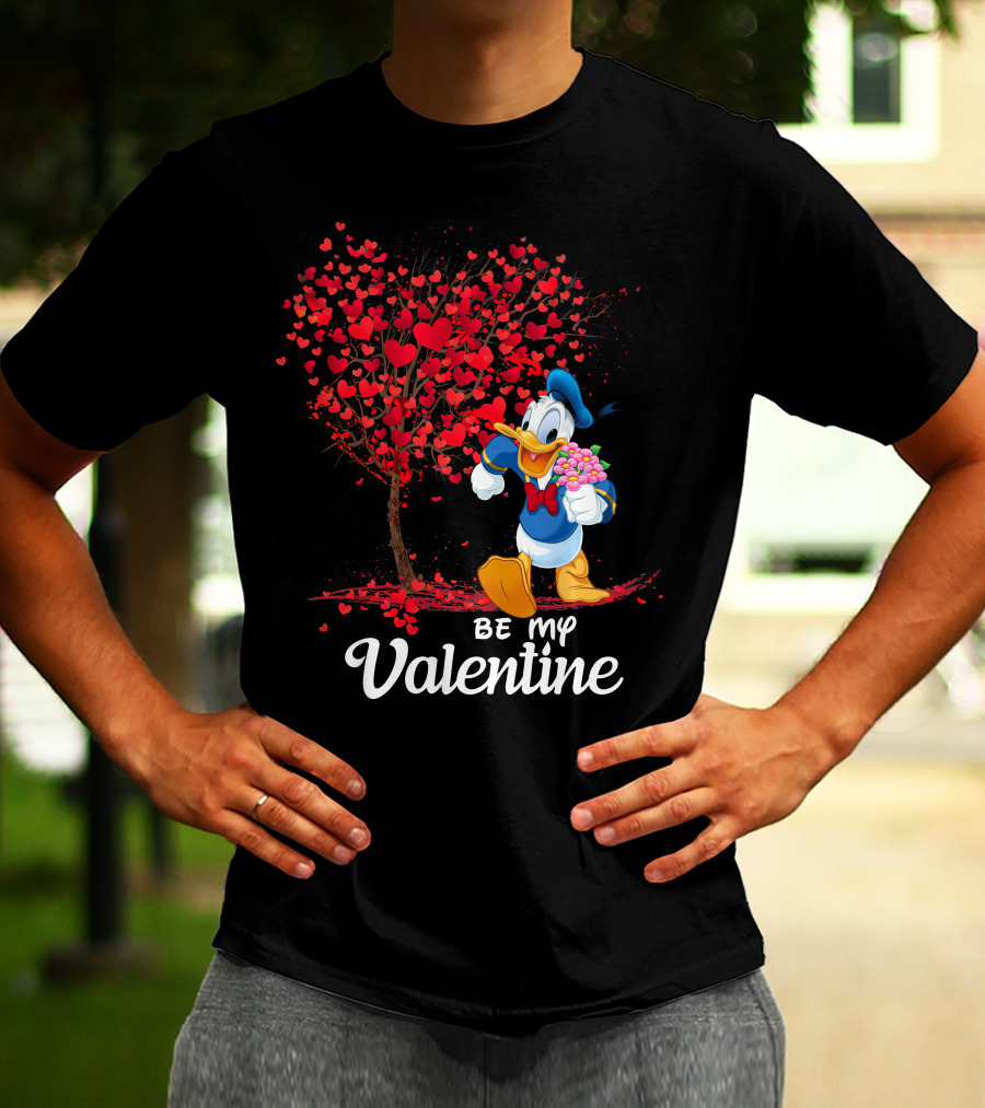 Donald Duck Be My Valentine Hearts Tree T-Shirt
