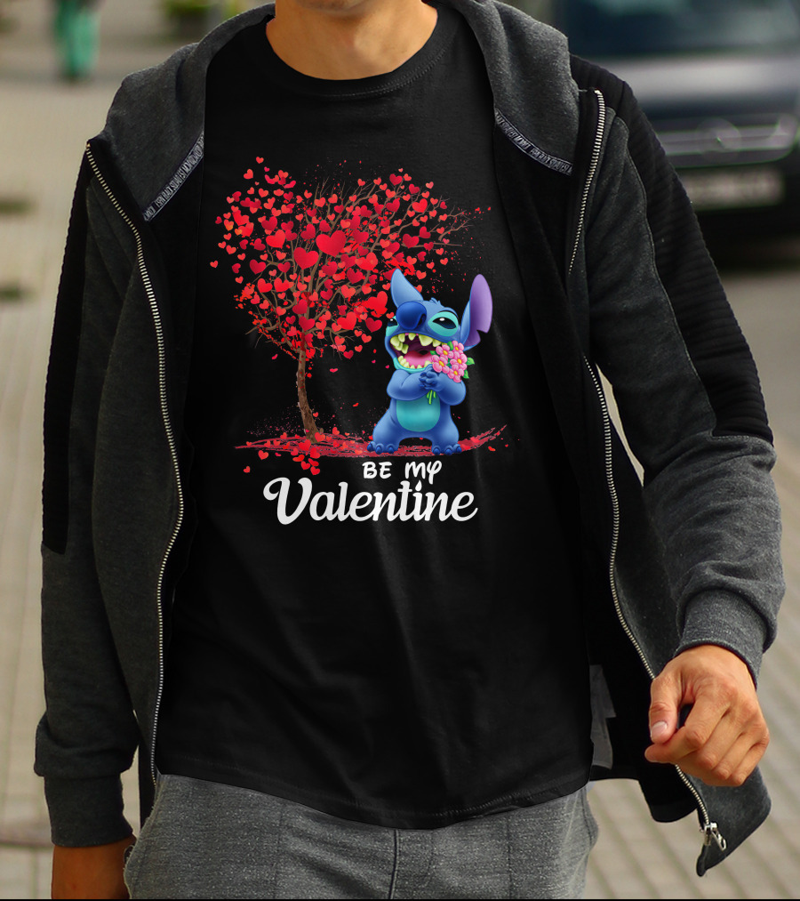Be My Valentine Stitch Heart Tree T-Shirt