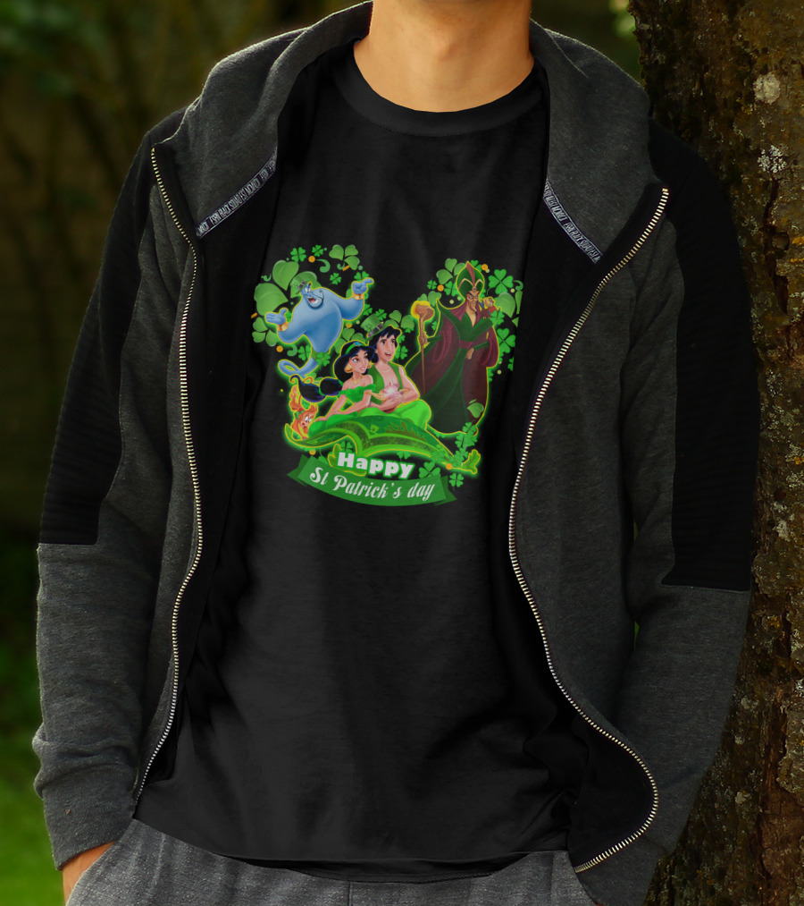 Happy St Patrick's Day Aladdin Jasmine Genie Jafar T-Shirt
