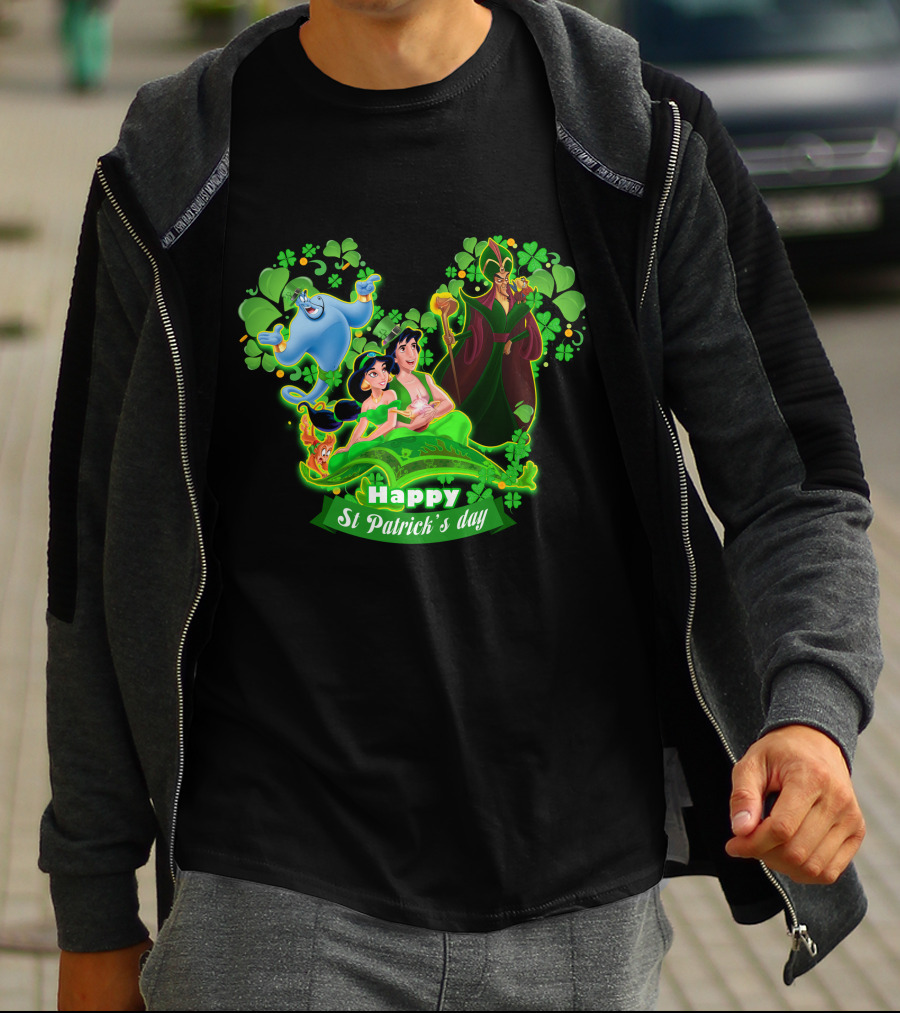 Happy St Patrick's Day Aladdin Jasmine Genie Jafar T-Shirt