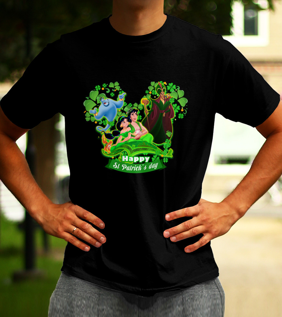 Happy St Patrick's Day Aladdin Jasmine Genie Jafar T-Shirt