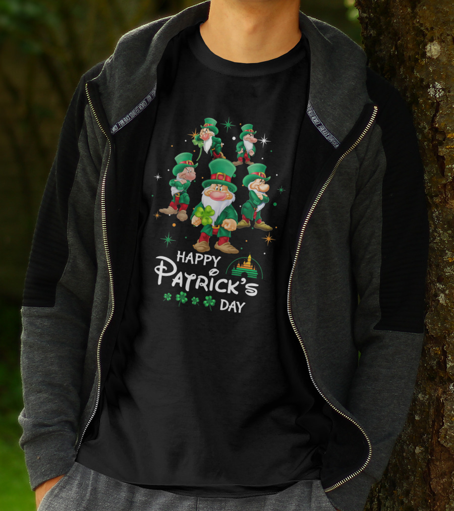 Happy Patrick's Day Grumpy Leprechaun Characters With Shamrocks T-Shirt
