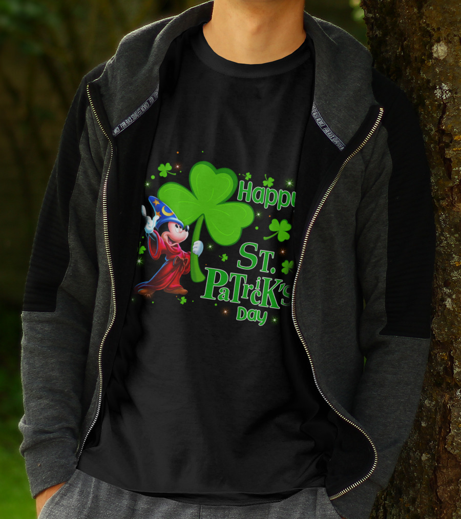 Sorcerer Mickey Happy St. Patrick's Day Shamrock T-Shirt