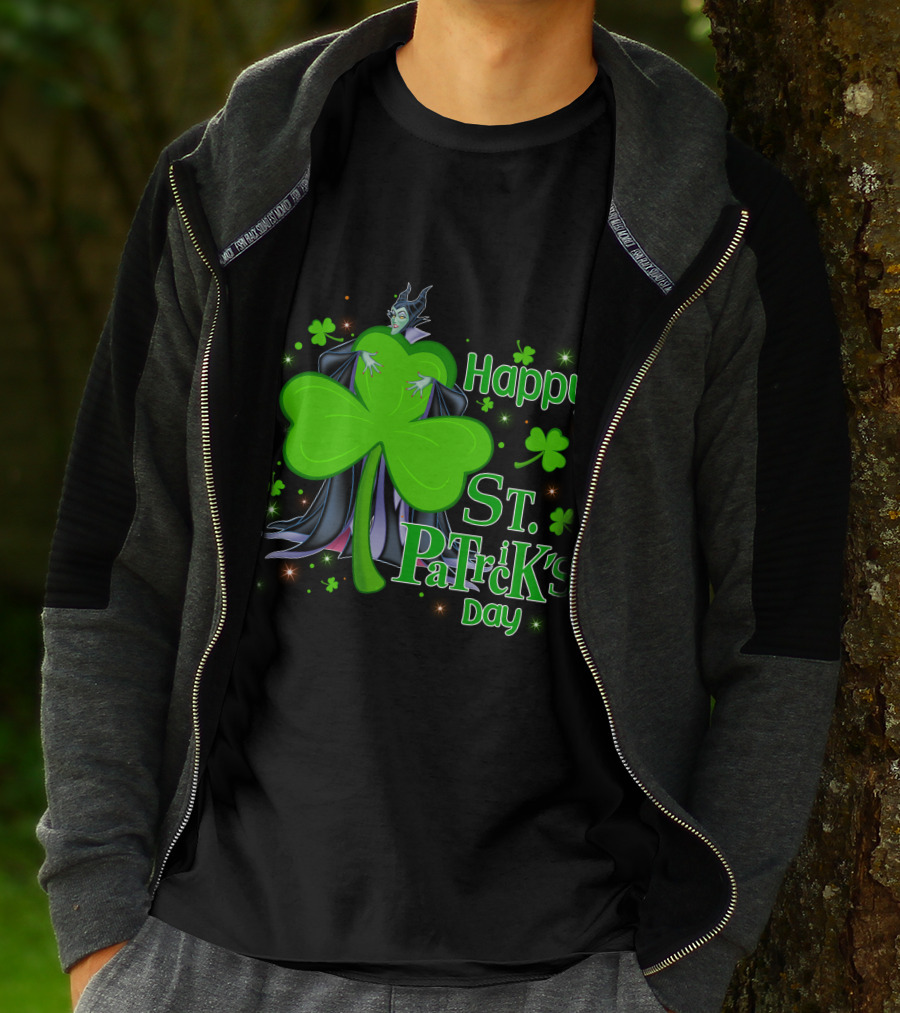 Happy St. Patrick's Day Maleficent Cloaked In Shamrock T-Shirt