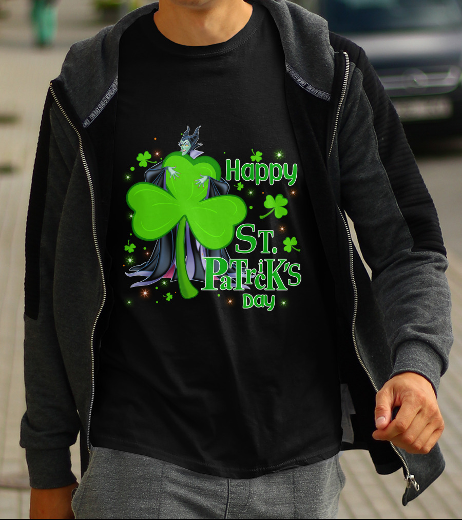 Happy St. Patrick's Day Maleficent Cloaked In Shamrock T-Shirt