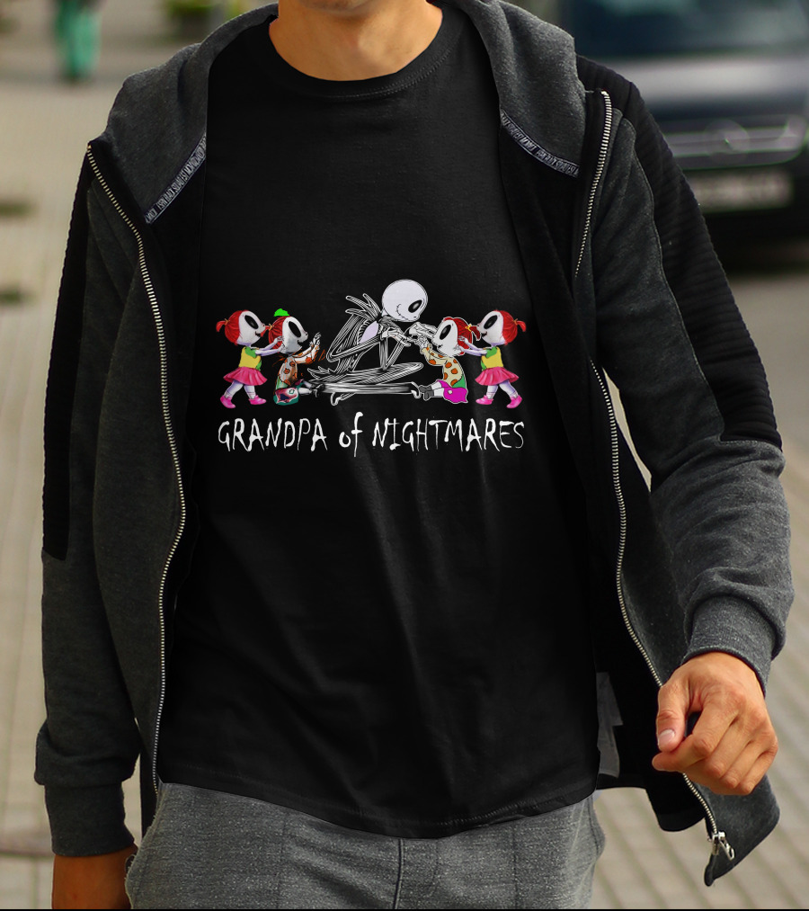 Grandpa Of Nightmares With Four Girls And Skeleton Iconic T-Shirt