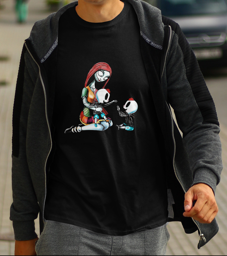 Twin Boys Mother Of Nightmares Sally And Skeleton Kids T-Shirt