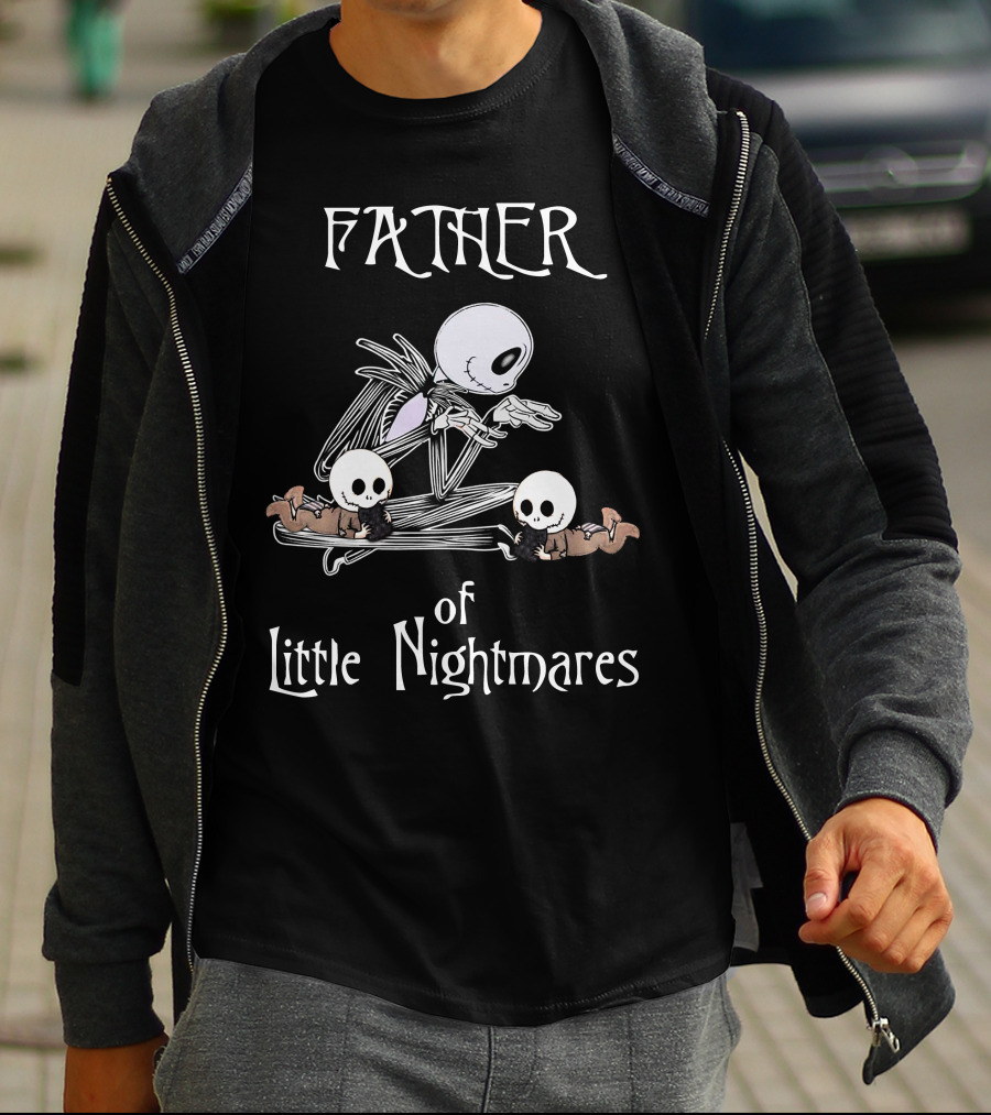 Father Of Little Nightmares Halloween Skeleton With Twin Babies T-Shirt