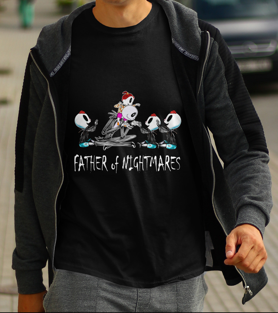 Father Of Nightmares 3 Boys 1 Girl Skull Characters With Red Hats T-Shirt
