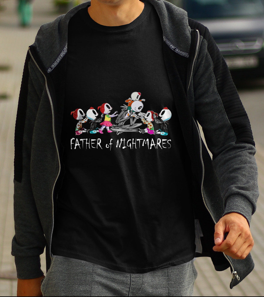 Father Of Nightmares 3 Boys 3 Girls Skeleton Family T-Shirt