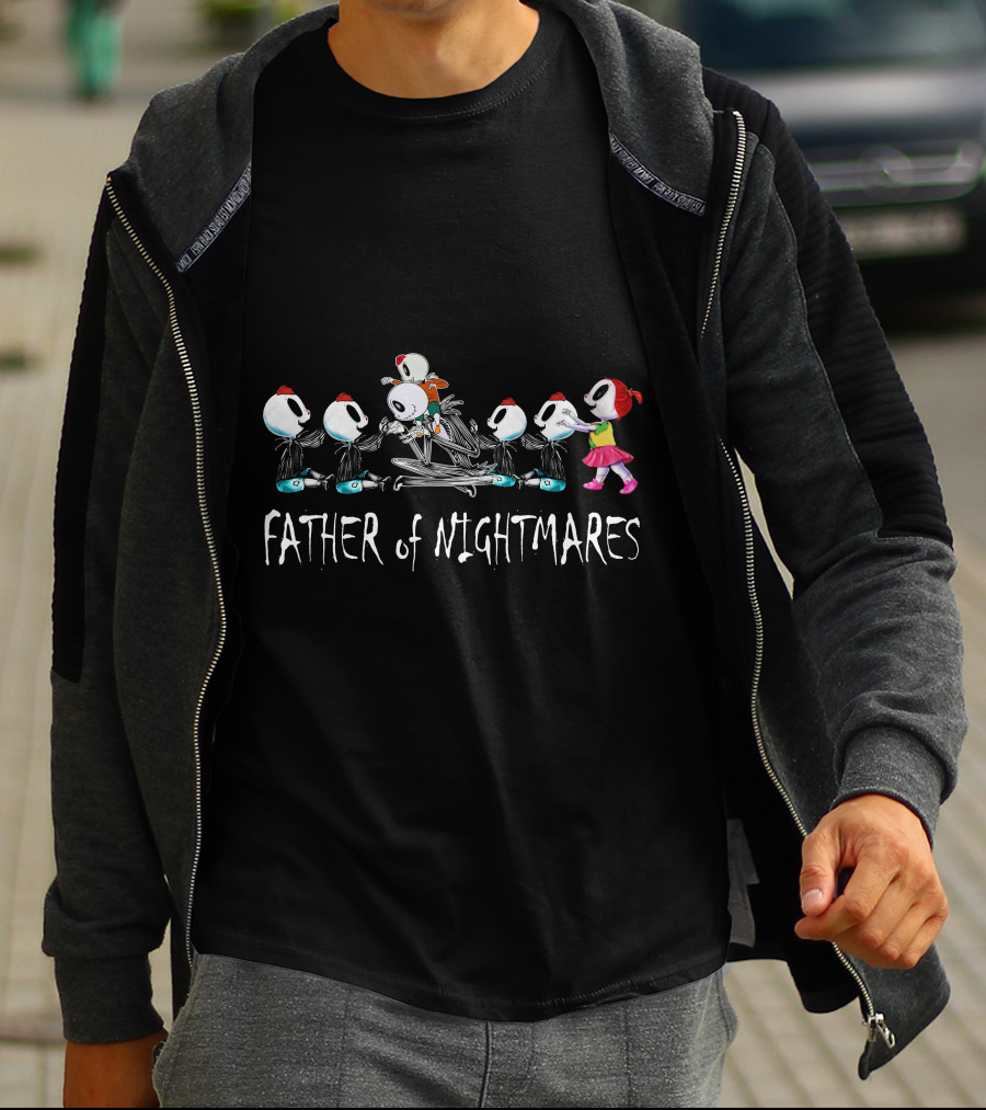 5 Boys 1 Girl Father Of Nightmares Skeleton Kids Halloween T-Shirt