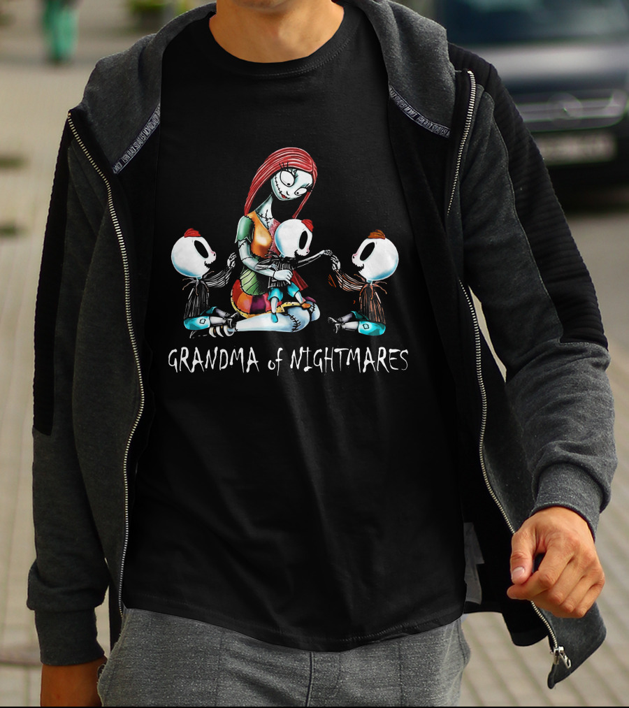 Grandma Of Nightmares With Three Skeleton Boys T-Shirt