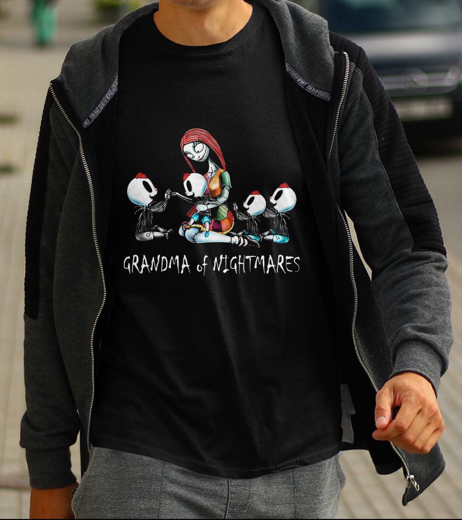 Grandma Of Nightmares With Four Skeleton Boys T-Shirt