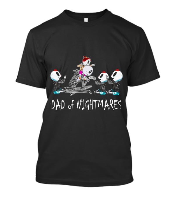 3 Boys 1 Girl Dad Of Nightmares Skeleton Cartoon Characters T-Shirt