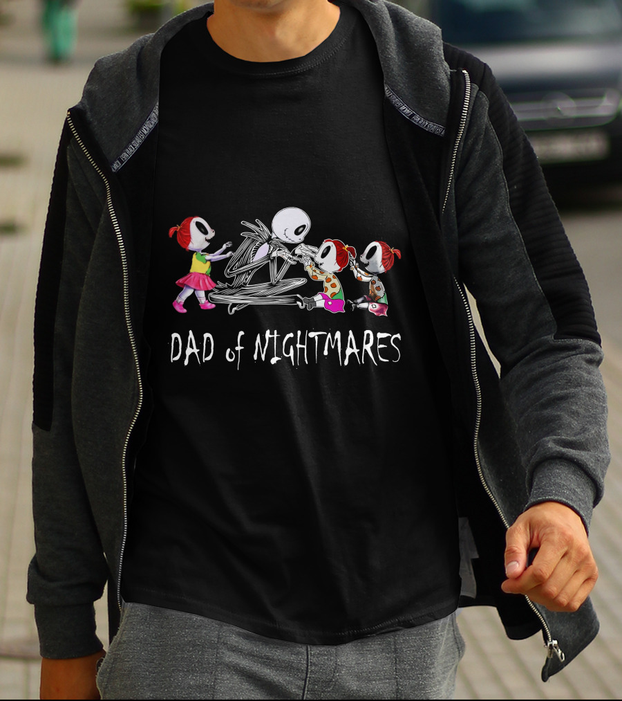 Dad Of Nightmares Three Girls Halloween T-Shirt