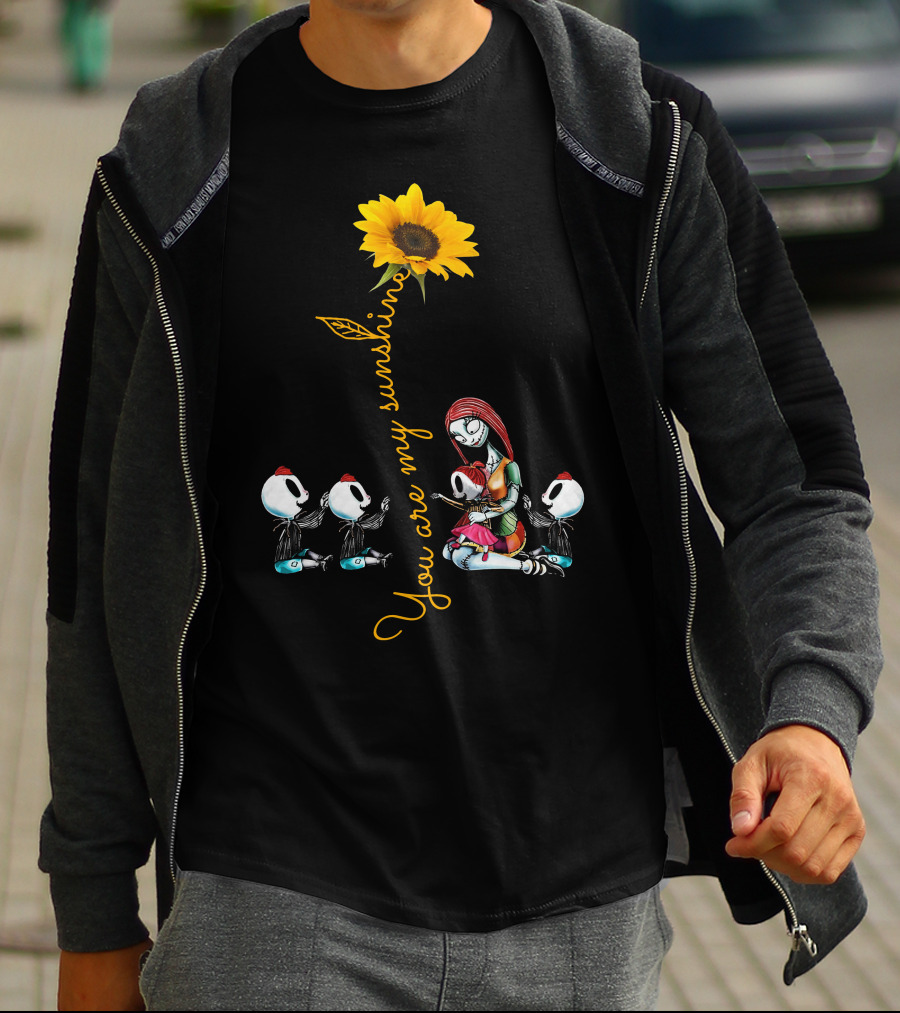 3 Boys 1 Girl You Are My Sunshine Skeletons Sunflower Inspiration T-Shirt