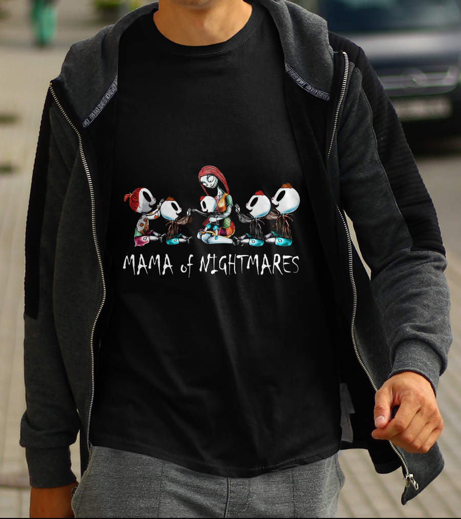 Mama Of Nightmares 4 Boys 1 Girl Halloween Character Family T-Shirt