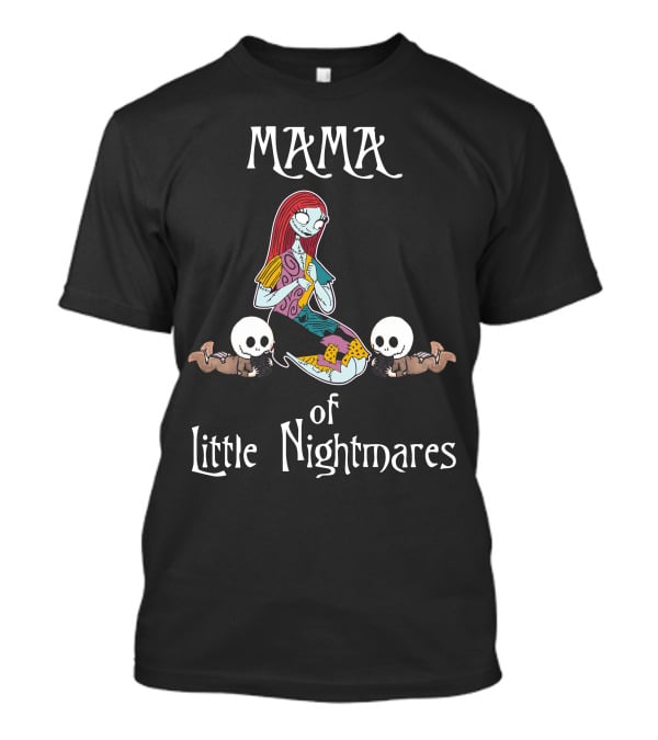 Mama Of Little Nightmares With Adorable Twin Skeleton Babies T-Shirt