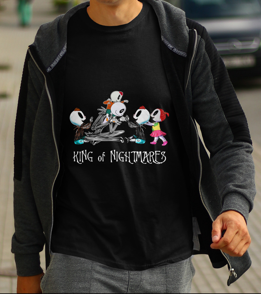 3 Boys And 1 Girl With Skeletons King Of Nightmares T-Shirt