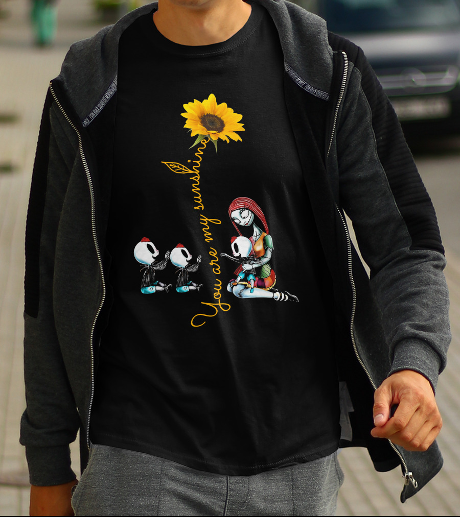3 Boys You Are My Sunshine Sunflower With Characters In Love Hug T-Shirt