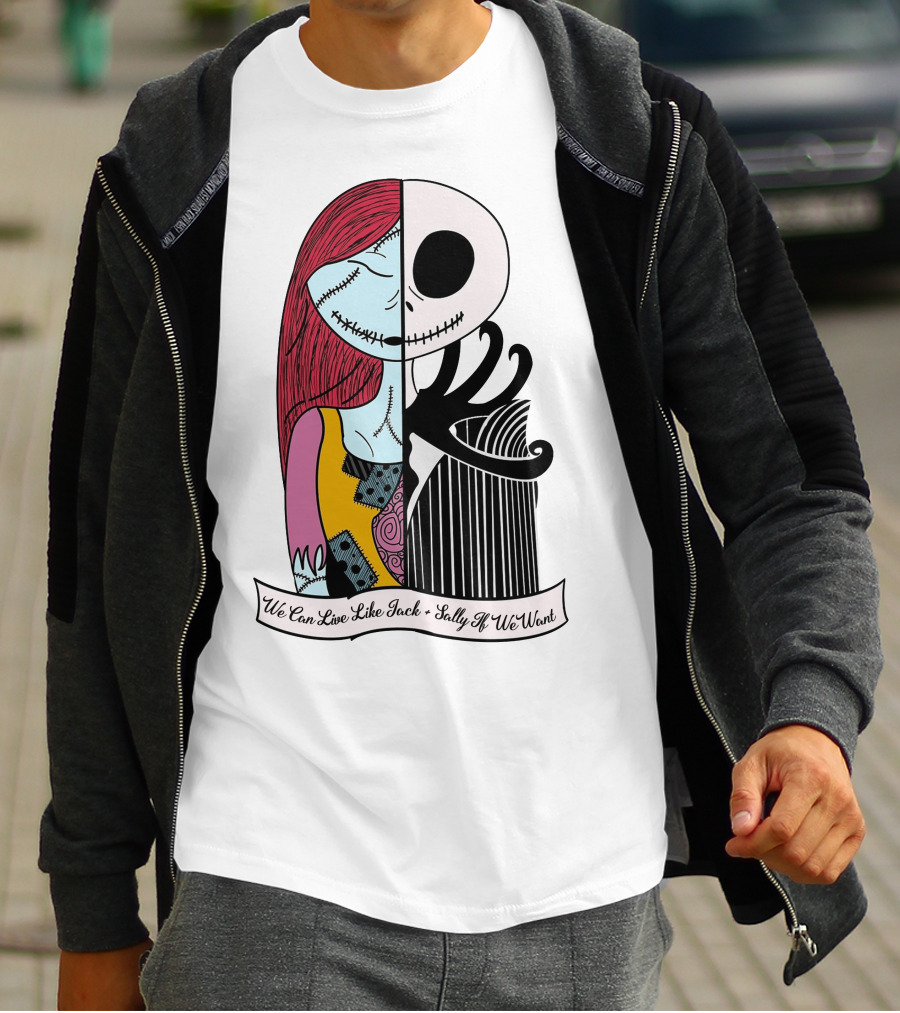 Jack Skellington And Sally Blink 182 We Can Live Like Jack Sally If We Want T-Shirt