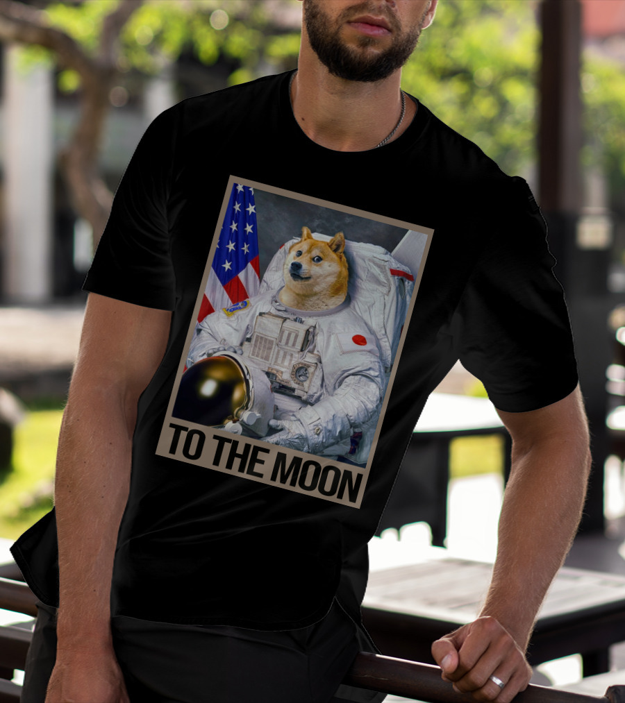 Shibainu Dogecoin Astronaut To The Moon T-Shirt