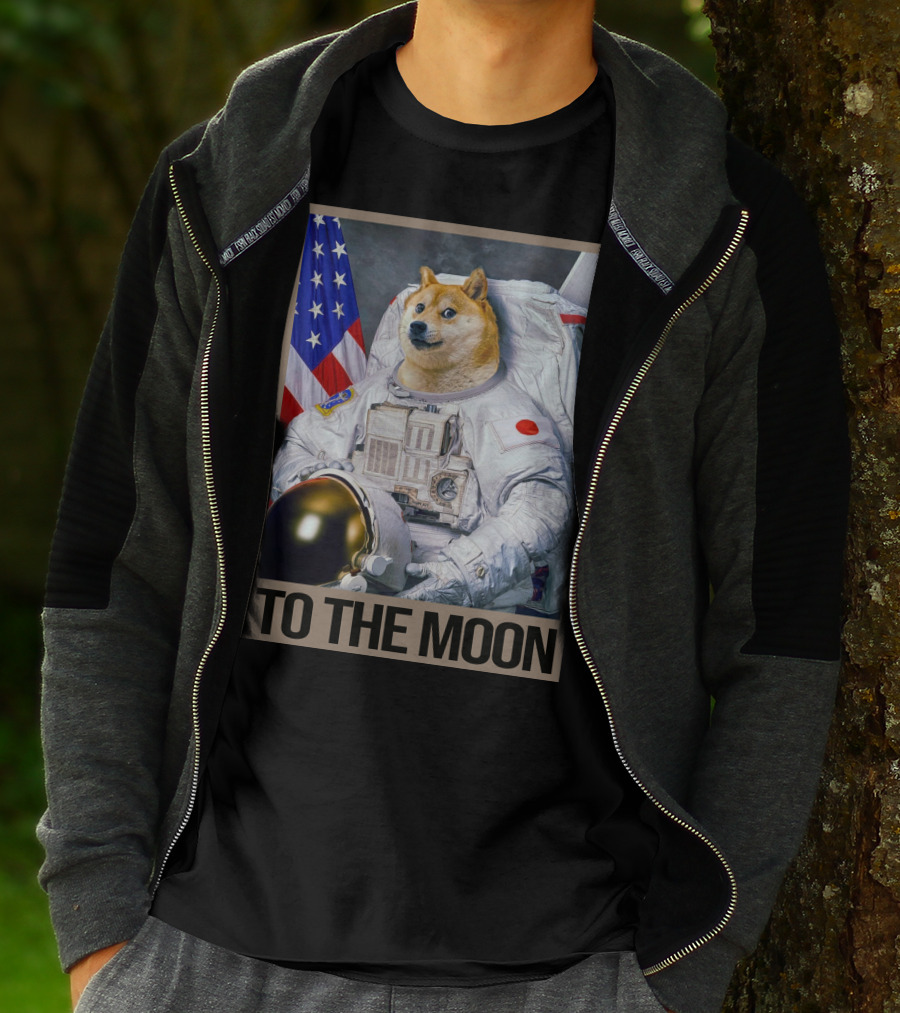 Shibainu Dogecoin Astronaut To The Moon T-Shirt
