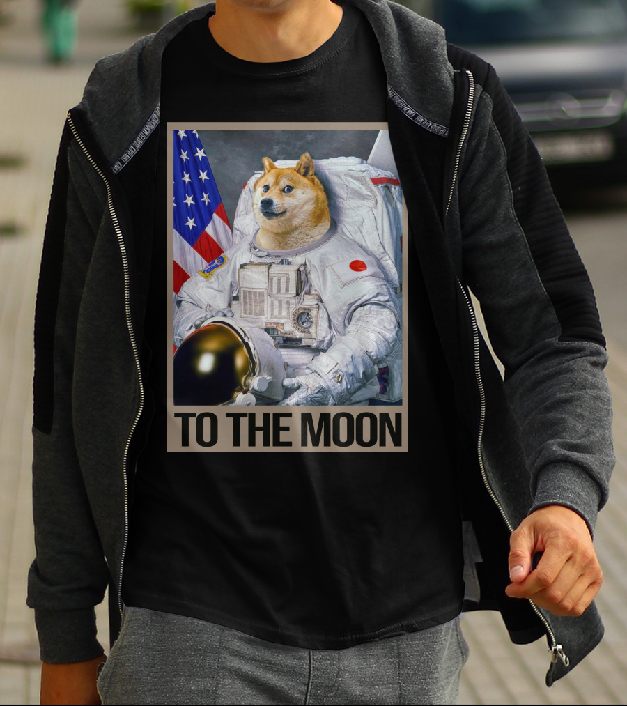 Shibainu Dogecoin Astronaut To The Moon T-Shirt