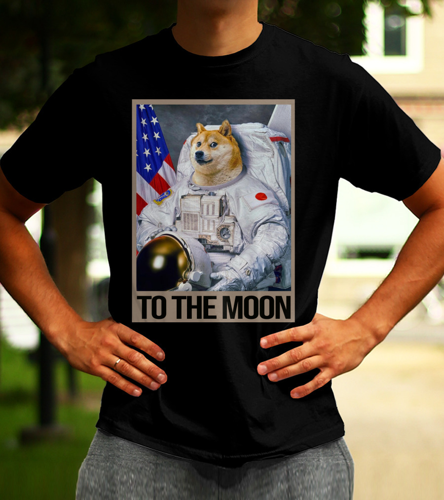 Shibainu Dogecoin Astronaut To The Moon T-Shirt
