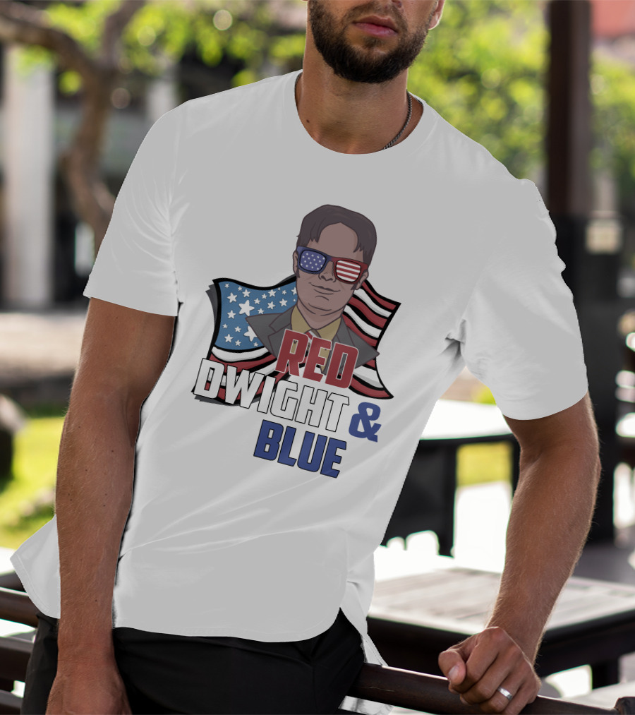 Dwight Red White And Blue Glasses American Flag T-Shirt