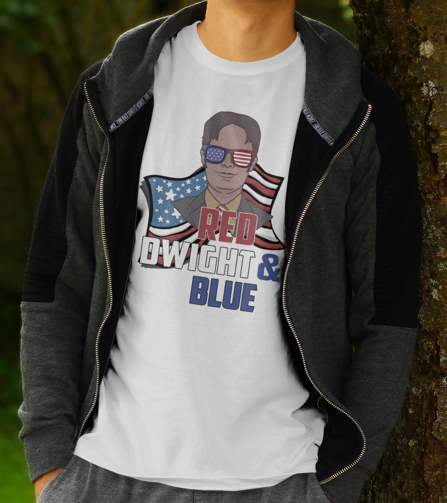 Dwight Red White And Blue Glasses American Flag T-Shirt