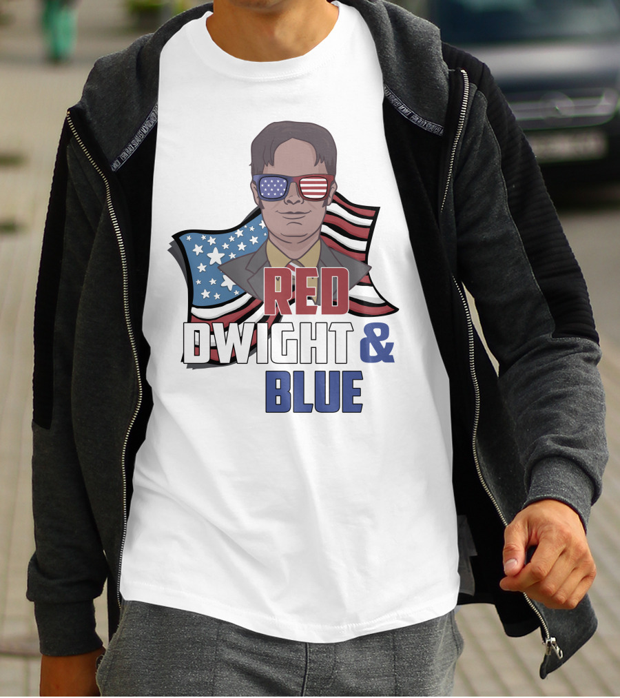 Dwight Red White And Blue Glasses American Flag T-Shirt