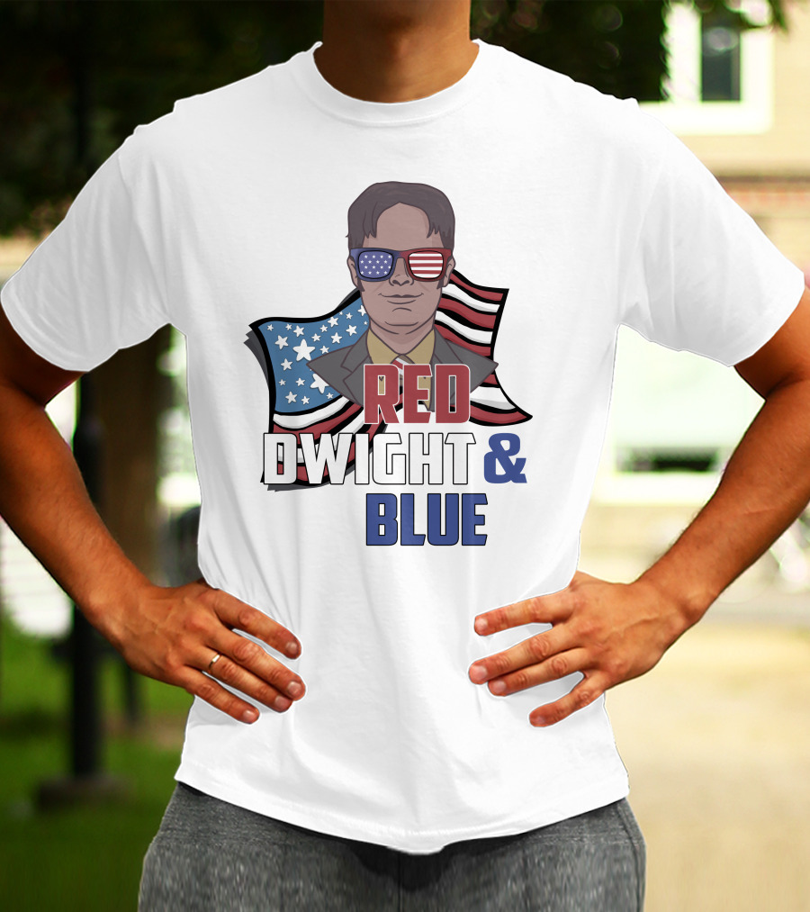 Dwight Red White And Blue Glasses American Flag T-Shirt