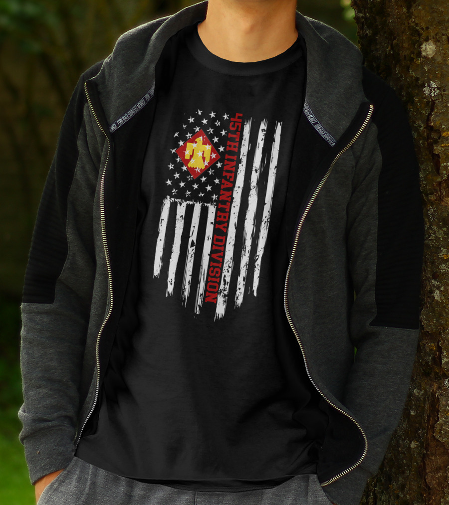 45th Infantry Division American Flag Distressed T-Shirt