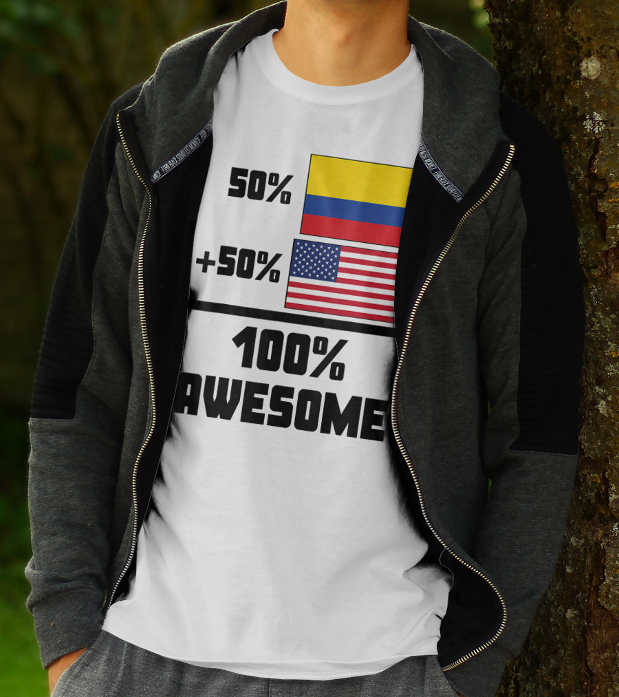 50 Colombian 50 American Flags 100 Awesome T-Shirt
