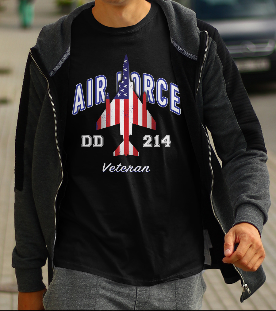 Air Force DD 214 Veteran American Flag Phantom T-Shirt
