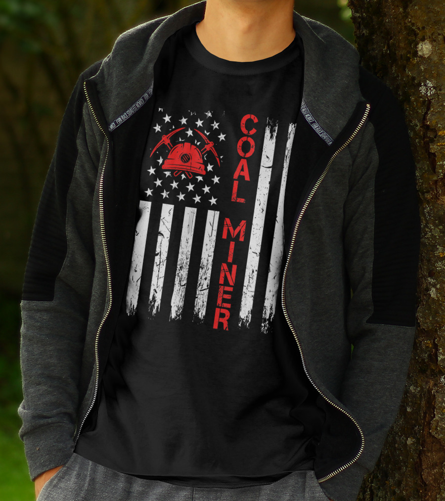 Coal Miner American USA Flag Tough Worker T-Shirt