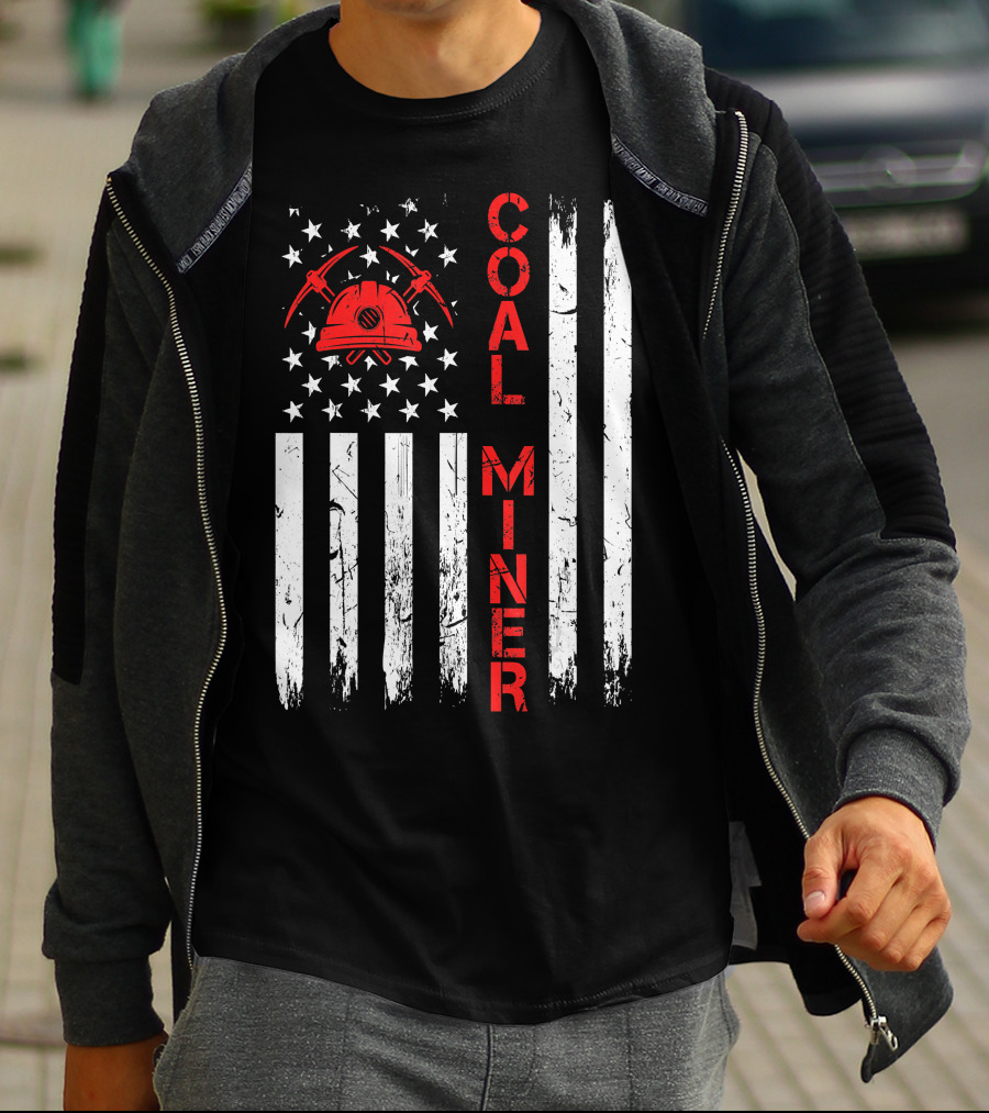 Coal Miner American USA Flag Tough Worker T-Shirt