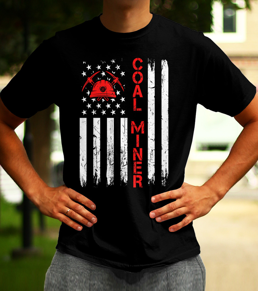 Coal Miner American USA Flag Tough Worker T-Shirt