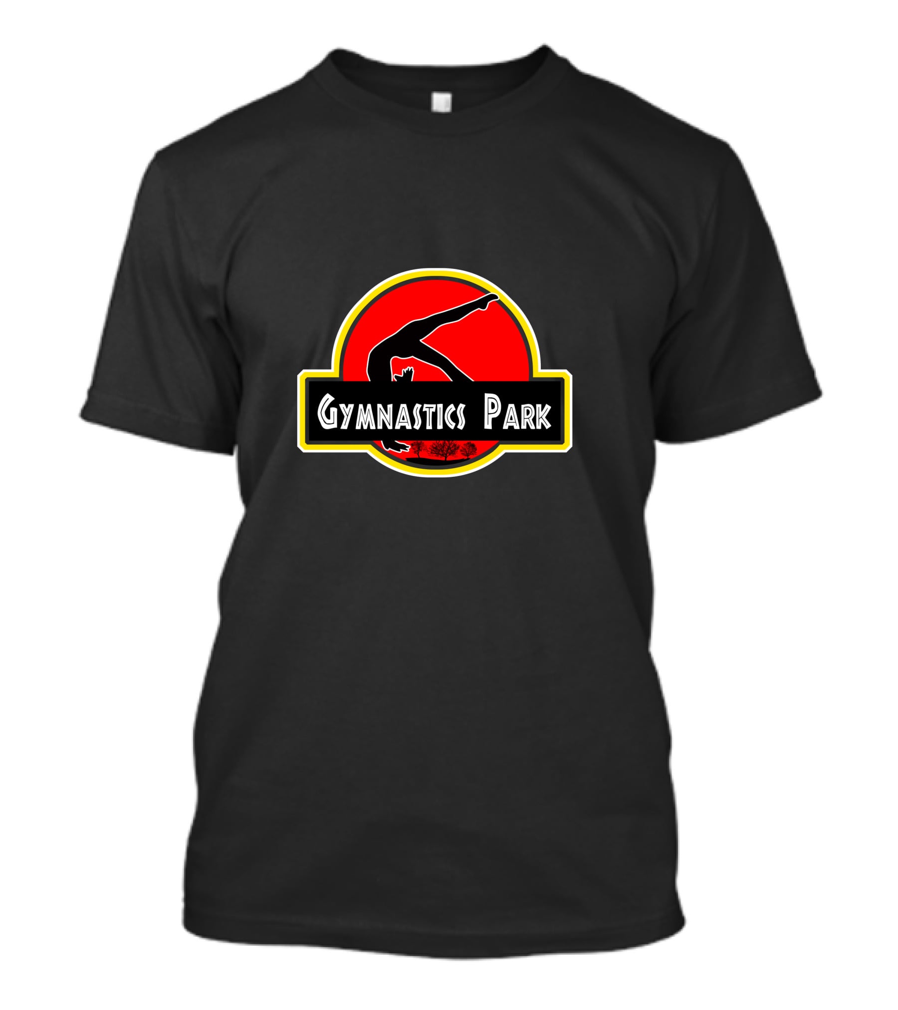 Gymnastics Park Dinosaur Silhouette Red Circle T-Shirt
