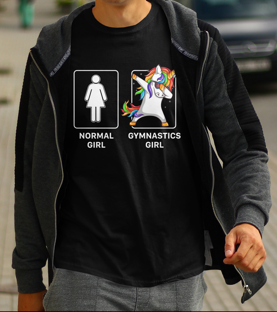 Normal Girl Gymnastics Girl Unicorn Dabbing T-Shirt