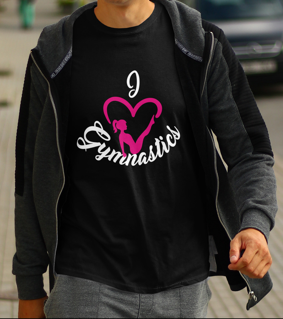 I Love Gymnastics Pink Heart T-Shirt
