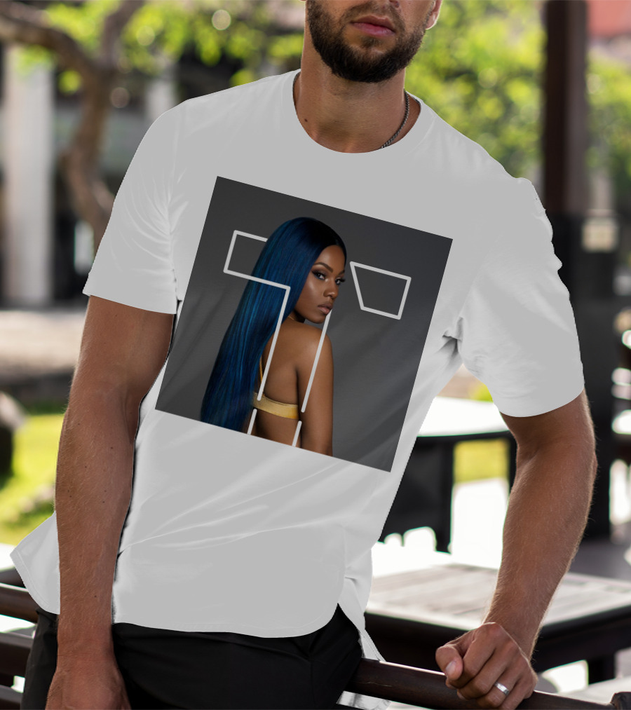 Terilisha T Silhouette Overlay With Blue Hair T-Shirt